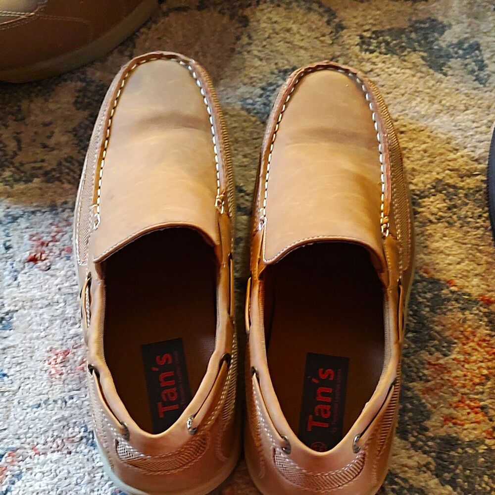 Tansmith Men's Tan Slip-On Loafer, Simulated Leather, US 9.5 EU 42.5